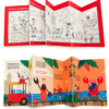 Páginas desplegables de El Cangrejito Piragüero: cuento ilustrado y lado para colorear